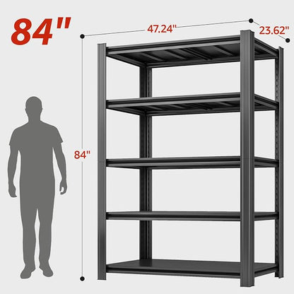 84" H x 47.24" W 5 Tier Metal Garage Shelves, 3000 LBS Adjustable Storage - Image 3
