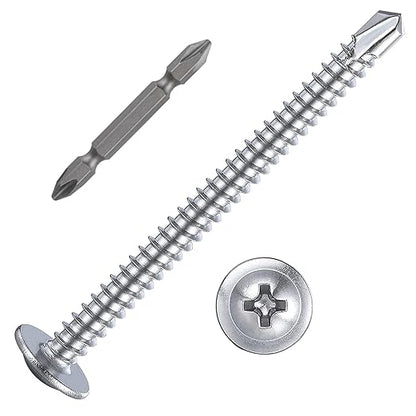 Wensilon（100pcs）#8×2”for Sheet Metal Self-Tapping Screws 410 Stainless Steel by Wensilon