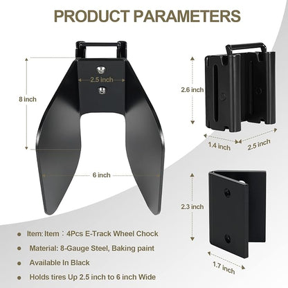 4 Pack E-Track Wheel Chock for E-Track System |E Track Motorcycle Wheel chocks - Image 2