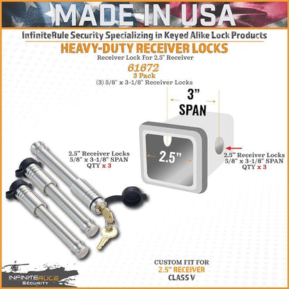 61672 | 3 Pack, Keyed Alike, Receiver Locks - Image 2