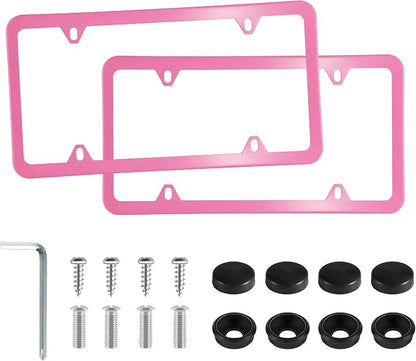 LivTee 4 Holes Stainless Steel License Plate Frames, Automotive Exterior by LivTee