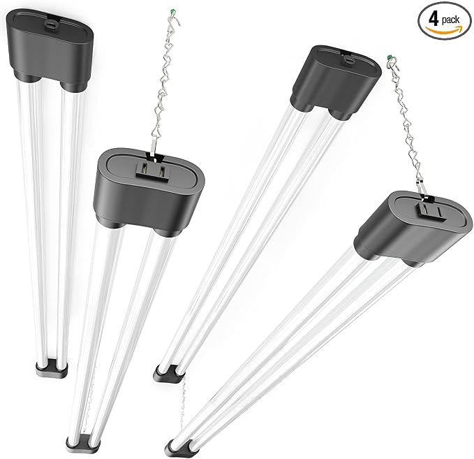 Ensenior 4 Pack Linkable LED Utility Shop Light, 4 FT, 4400 High Lumens by Ensenior