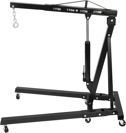 2 Ton Folding Engine Hoist Heavy Duty Carbon Steel Hydraulic Shop Engine Crane by Unknown