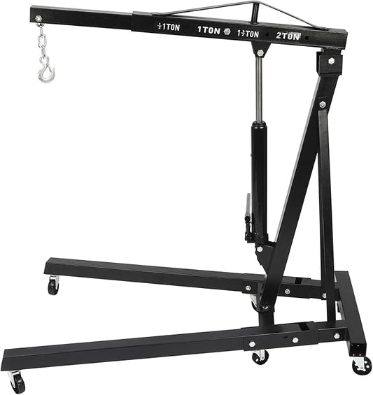 2 Ton Folding Engine Hoist Heavy Duty Carbon Steel Hydraulic Shop Engine Crane by Unknown