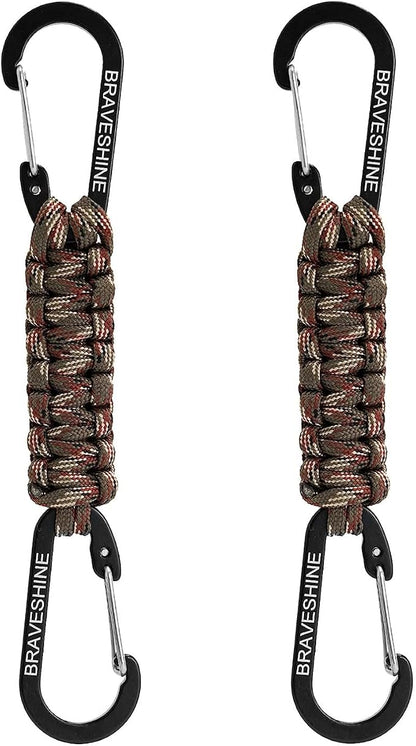 BRAVESHINE Paracord Keychain Carabiner Clip, D Ring Lanyard Hanger Stroller Hook by BRAVESHINE