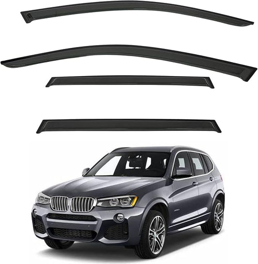 4pcs Front+Rear Smoke Tint Sun/Rain Guard Outside Mount Tape-On Vent Window by LQQDP