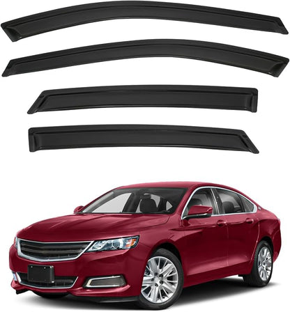 4pcs Front+Rear Smoke Tint Sun/Rain Guard Outside Mount Tape-On Vent Window by LQQDP