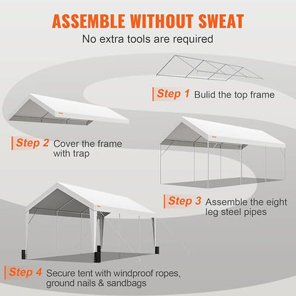 VEVOR Upgraded 10x20 ft Heavy Duty Carport Car Canopy, Car Port Garage Boat - Image 7