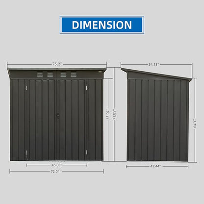 Domi Outdoor Storage Shed 6' x 4', Metal Waterproof Tool Shed Utility Storage - Image 3
