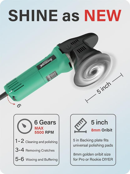 Buffer Polisher, 5-Inch 8MM Dual Action Random Orbital Car Polisher - Image 5