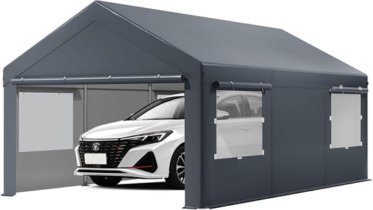 10X20 Ft Heavy Duty Carport Canopy, Portable Garage, Car Tents, Reinforced by BouPower