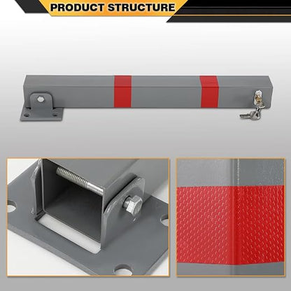 Folding Parking Barrier Lockable Car Bollard Driveway Safety Security Post - Image 5