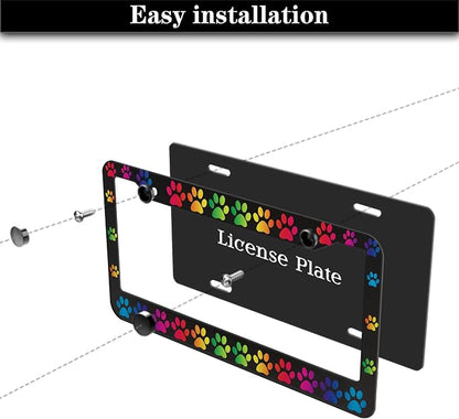 License Plate Holder Rainbow License Plate Frames Colors of The Rainbow Dog Paw - Image 7