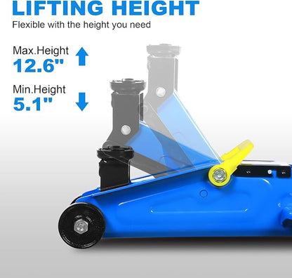 Floor Jack 1.5 Ton Hydraulic Car Jack, Lifting Range from 5.1 Inch to 12.6 Inch - Image 2
