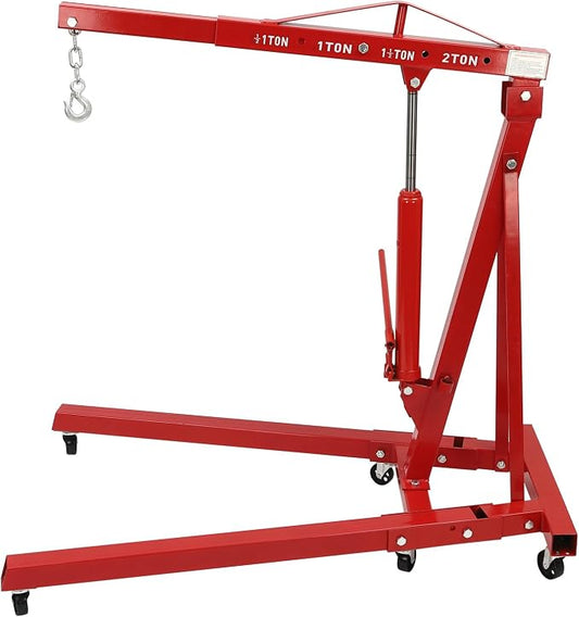 2 Ton Folding Engine Hoist Heavy Duty Carbon Steel Hydraulic Shop Engine Crane by Unknown