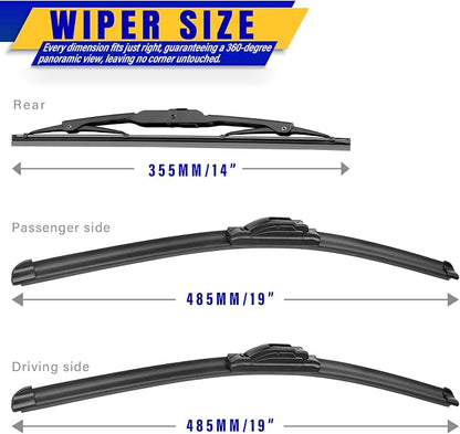 3 wipers Replacement for 2008-2012 Jeep Liberty, Windshield Wiper Blades - Image 2