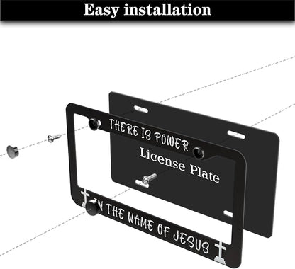 License Plate Frames Black and White License Plate Holder There is Power in The - Image 7