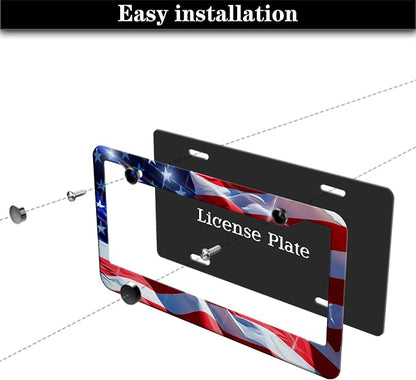 License Plate Frames for Men Multicolor Car Plate Frame for Women American Flag - Image 7