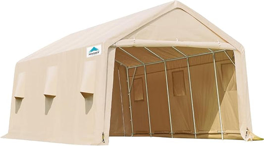 ADVANCE OUTDOOR 13x20 ft Carport 2 Roll up Doors & Vents Outdoor Portable by ADVANCEOUTDOOR