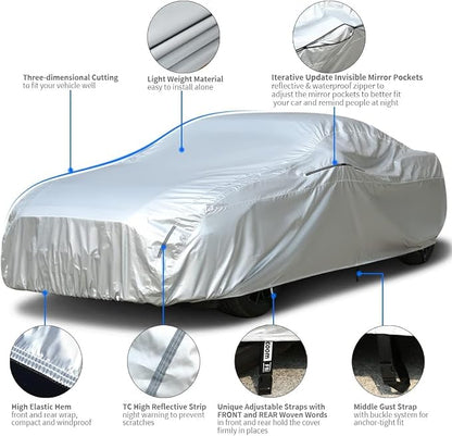 Tecoom Hard Shell Car Cover Waterproof UV-Proof Windproof - Image 4