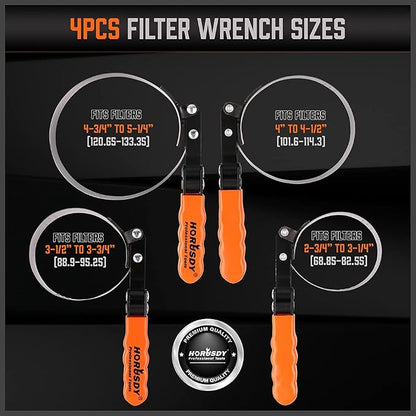 HORUSDY 5-Piece Standard Swivel Oil Filter Wrench, 2-3/4" - Image 3