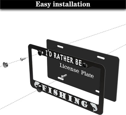Automotive Exterior Accessories Black and White License Plate Frames I'd Rather - Image 7