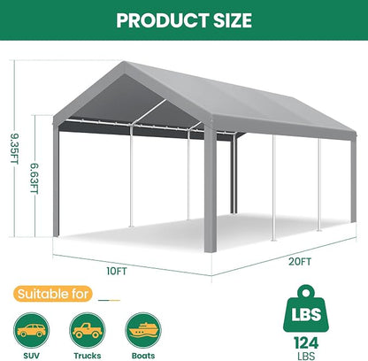COBIZI Carports 10x20 Heavy Duty Car Tent Garage, Galvanized Frame Car Canopy - Image 4