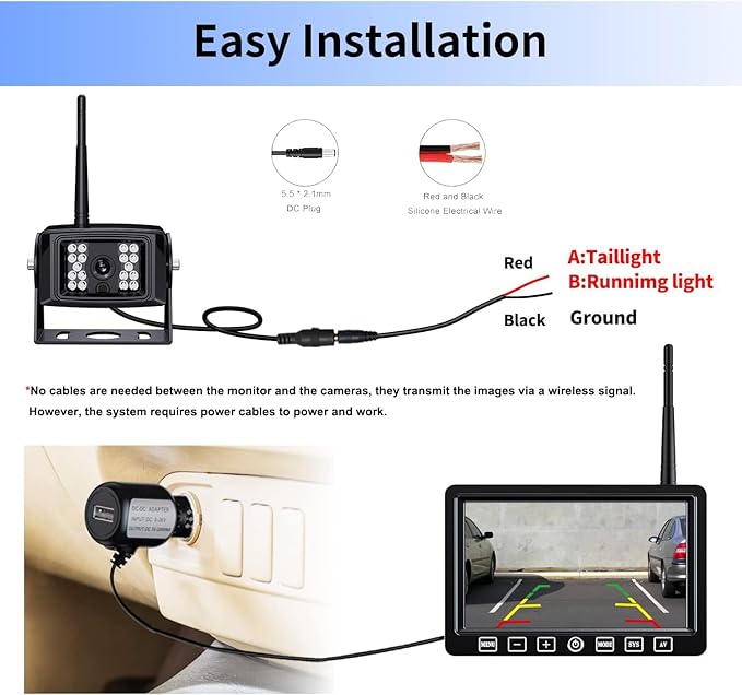 Digital Wireless Backup Camera System Kit, HD 1080P & IP69 Waterproof Wireless - Image 5