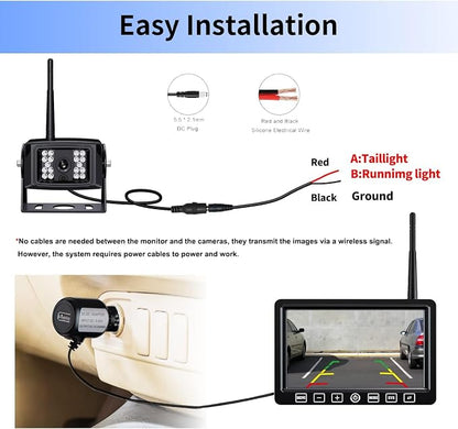 Wireless Backup Camera with 7 Inch DVR Quad Split Monitor - Image 6