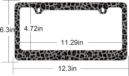 Stainless Steel Black Cheetah License Plate Holder Leopard Print License Plate - Image 3