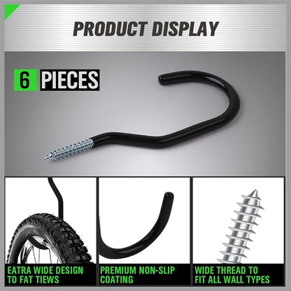 SWANLAKE 6 Pack Heavy Duty Bike Hook, 6 inches, Capacity 100 LBS, Bike Hooks - Image 4