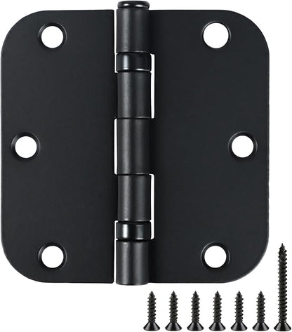 12 Pack Anti Squeak Matte Black Door Hinges 3.5 Inch 5/8" Radius Round Ball by TDCHINGES