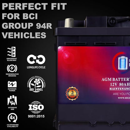 Mighty Max Battery MM-H7 Start and Stop Car BCI Group Size 94R 12V 80AH - Image 4