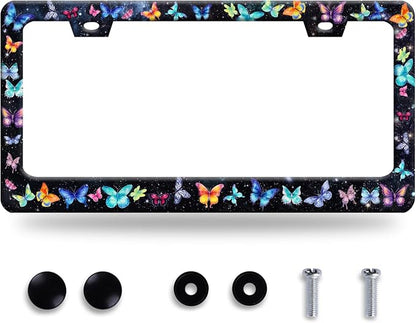 Beautiful Butterfly License Plate Frame Watercolor License Plate Stainless by GORSNKYE