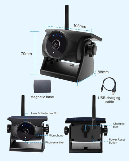 1080P Solar Wireless Backup Camera, Magnetic WiFi Hitching Camera, Night Vision - Image 9