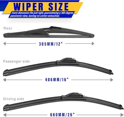 3 wipers Replacement for 2018-2023 Nissan Kicks, Windshield Wiper Blades - Image 2