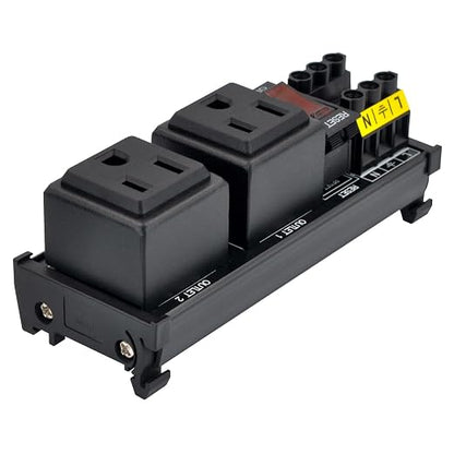 DIN Rail Mount AC 120V NEMA 5-15R Double Receptacles Outlet Power Strip Module - Image 3