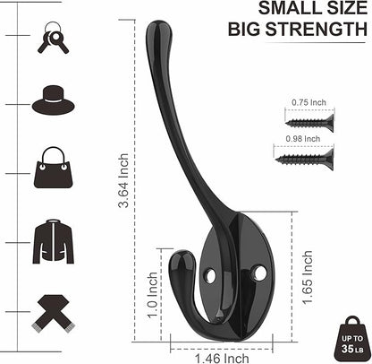 Coat Hooks | Wall Mount Coat Hangers | Black Metal Hooks - Image 3