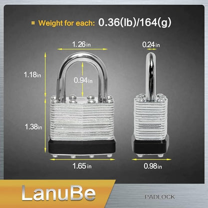 LanuBe Lock Laminated keyed padlock1-9/16 inch, keyed Alike Locks, Normal - Image 2