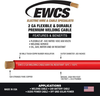 EWCS 2 Gauge Premium Extra Flexible Welding Cable 600 Volt - Image 3