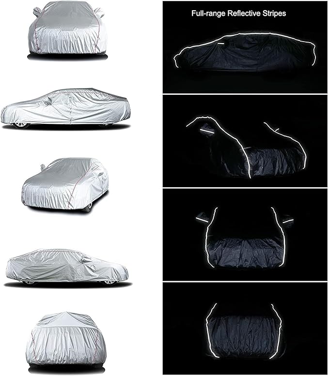 Tecoom Waterproof Sedan Car Cover Oxford W/Door Zipper, All Weather Car Cover - Image 4