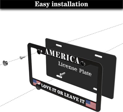 License Plate Frames Black and White License Plate Frame America Love It or - Image 7