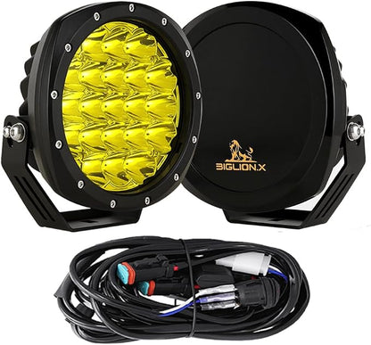 BIGLION.X 7Inch Round LED Amber Driving Offroad Lights 2PCS 210W 32000LM Amber by BIGLIONX