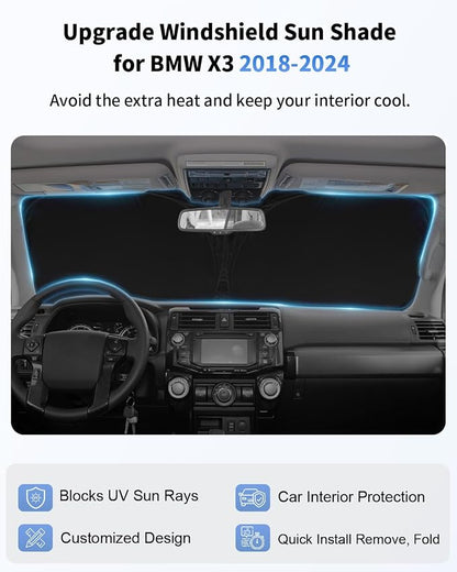 Windshield Sun Shade Sunshade for 2018-2024 BMW X3 Windshield Cover for 2023 - Image 3