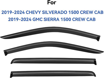 Window Visors Rain Guards for 2019-2025 Chevy Silverado/GMC Sierra 1500 Crew Cab - Image 4