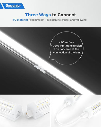 Ensenior 4 Pack 8 FT Led Shop Lights, 6000K Clear White, 10000LM Super Bright - Image 3