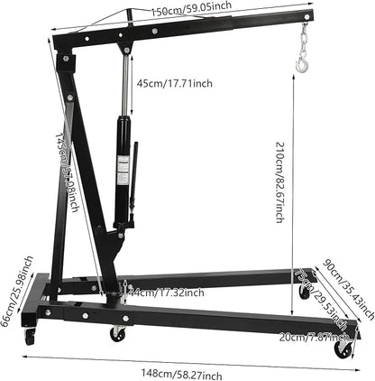 Folding Engine Crane 2 Ton Folding Engine Hoist 4400lbs Crane Hoist Lift - Image 3