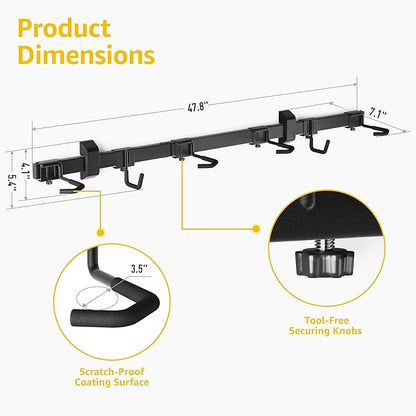 monTEK Enhanced Bike Storage Rack, Adjustable 4-Bike and 2-Helmet Hangers - Image 6