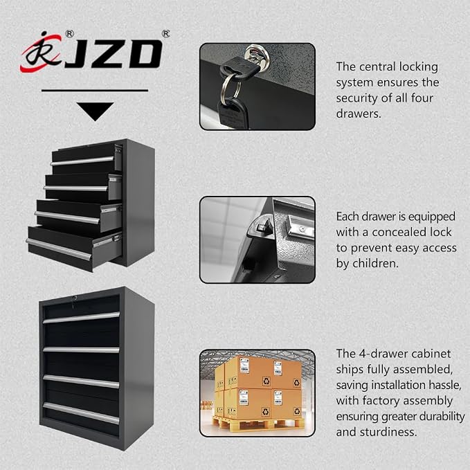 JZD Metal Garage Tool Cabinet Set, Heavy Duty, Included Rolling Chest, - Image 8