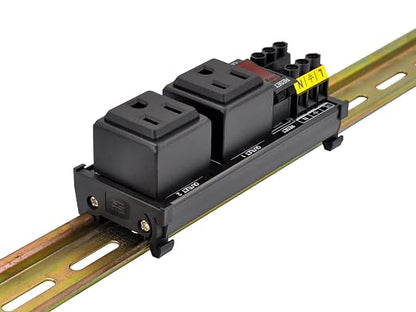 DIN Rail Mount AC 120V NEMA 5-15R Double Receptacles Outlet Power Strip Module - Image 6